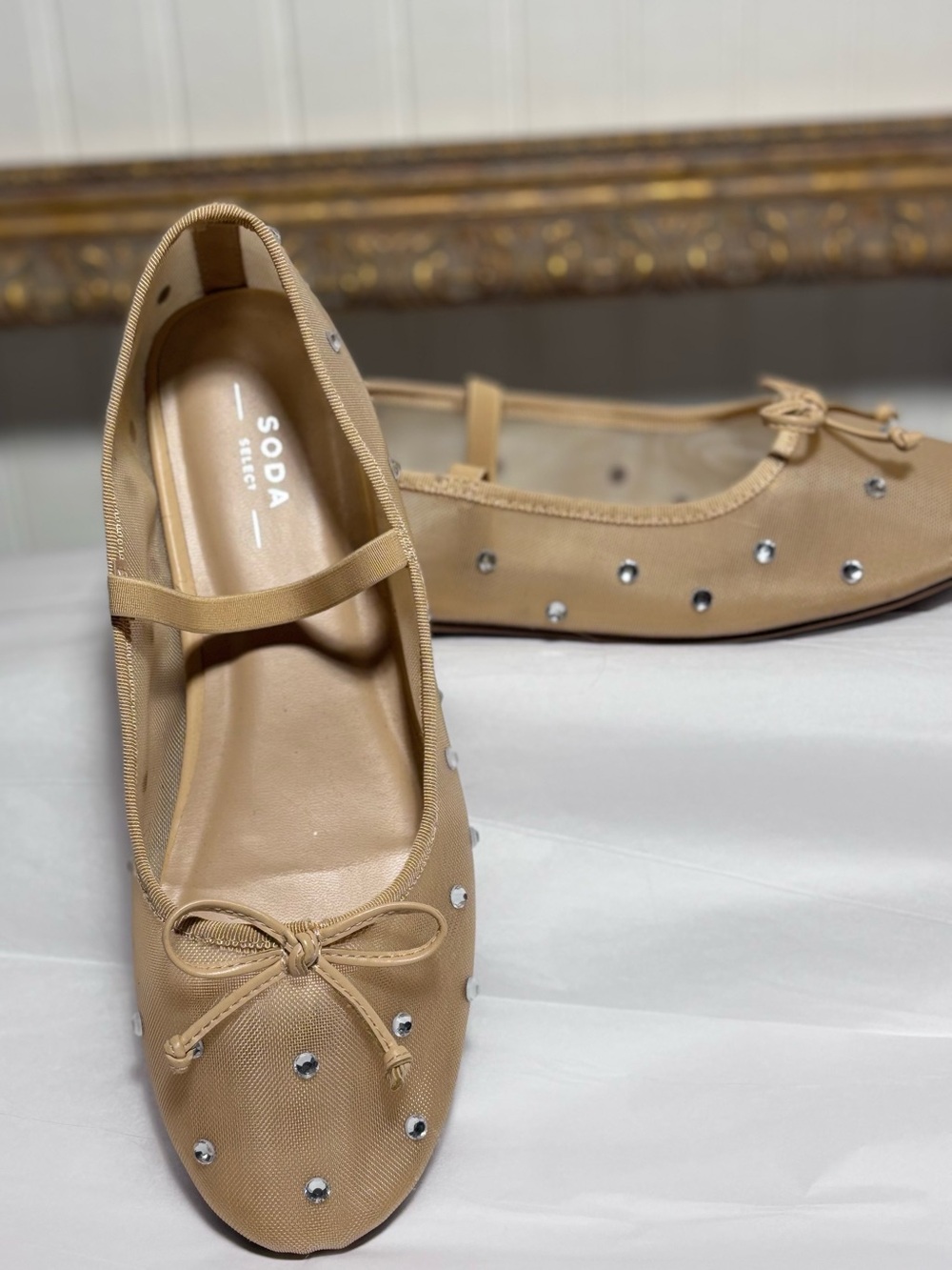 Nude ballet flats with gemstones - Picture 4 of 5